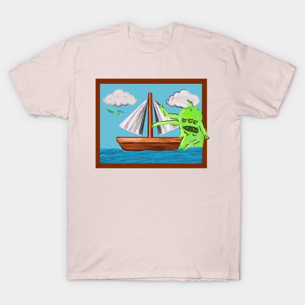 Simpsons Sailboat Painting w/ HG Blob & PlanEx Ship T-Shirt by Sparkleweather